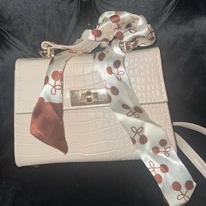 Mini Crocodile Embossed TurnLock Square Hand/crossbody bag with detachable strap